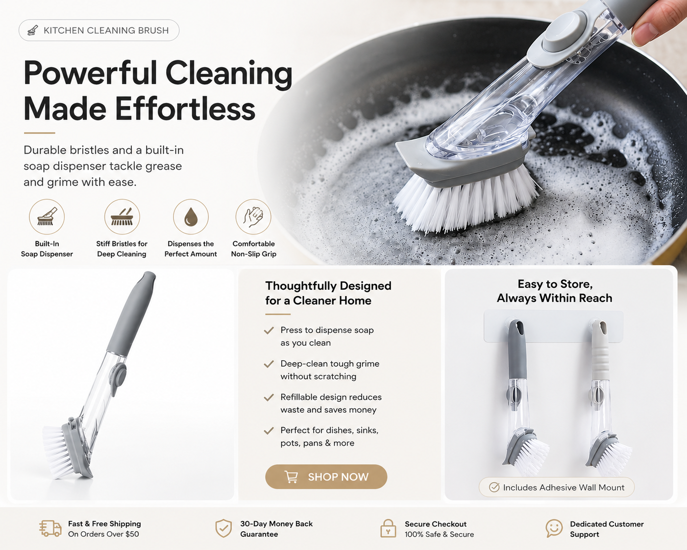 Cleaning Brush with Soap Dispenser